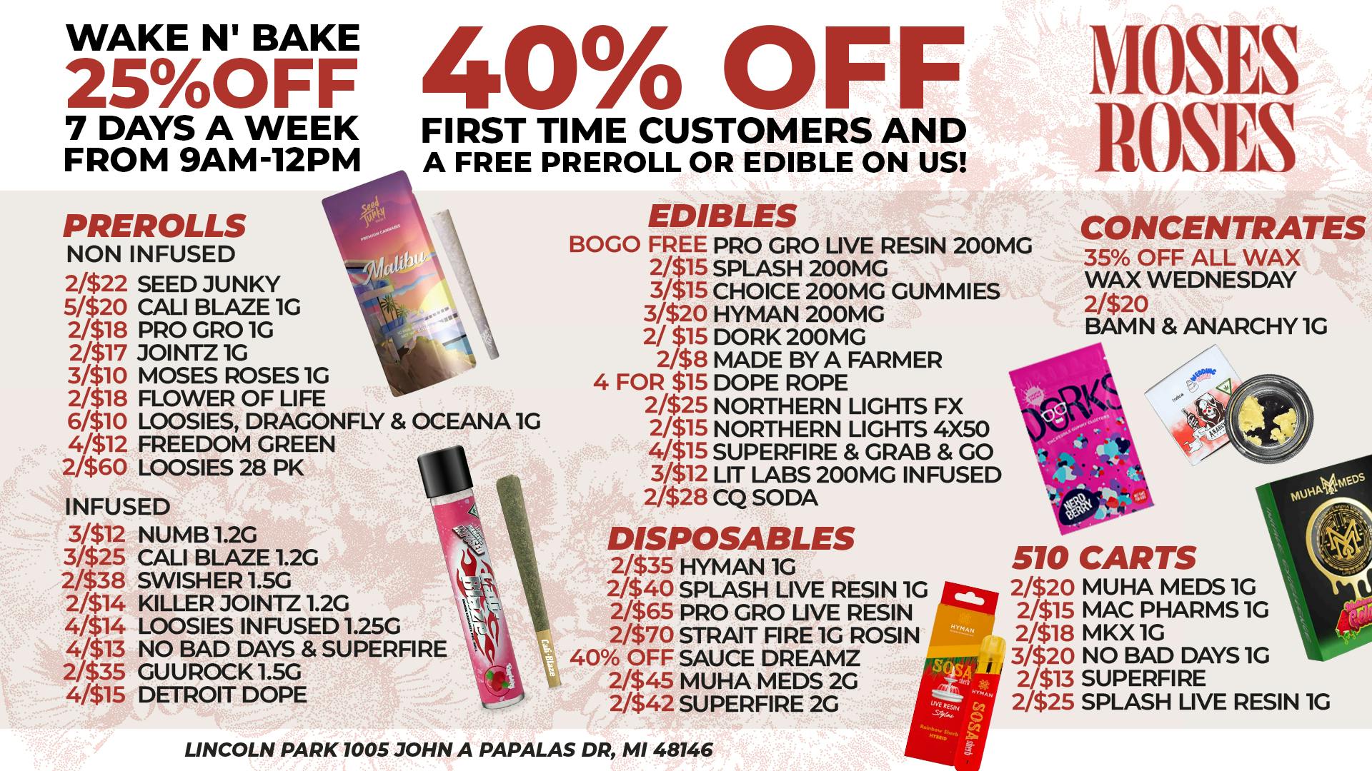 Moses Roses Moses Roses Lincoln Park Deals: Wake Bake Savings!