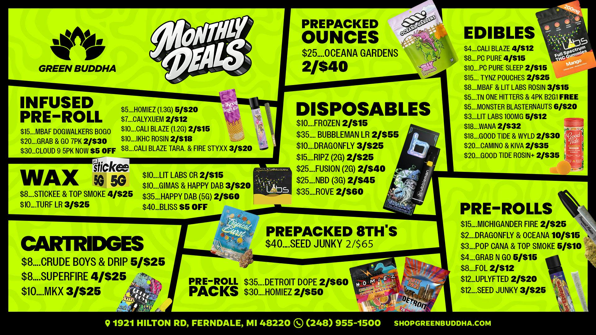 Green Buddha Cannabis Co- Recreational Green Buddha Monthly Deals: Big Savings All Month!