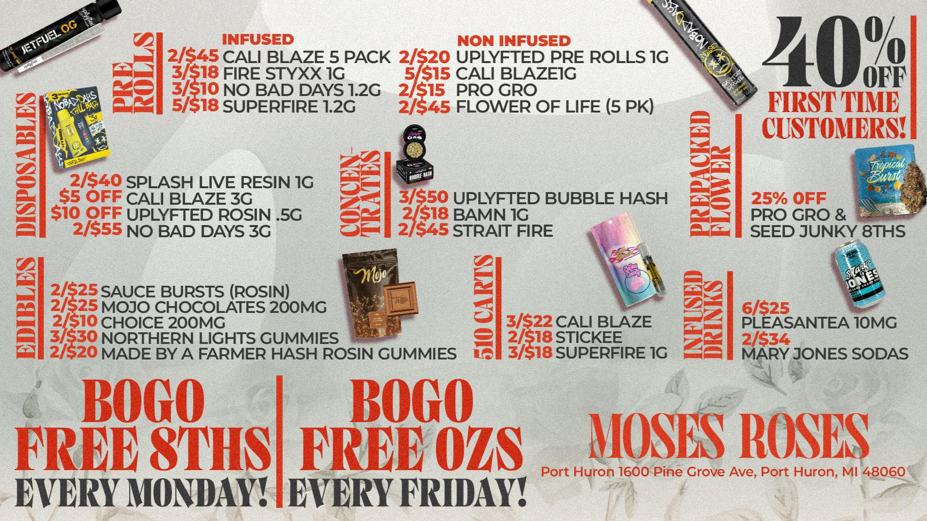 Moses Roses Port Huron Moses Roses Port Huron Deals: BOGO Free Ounces Now