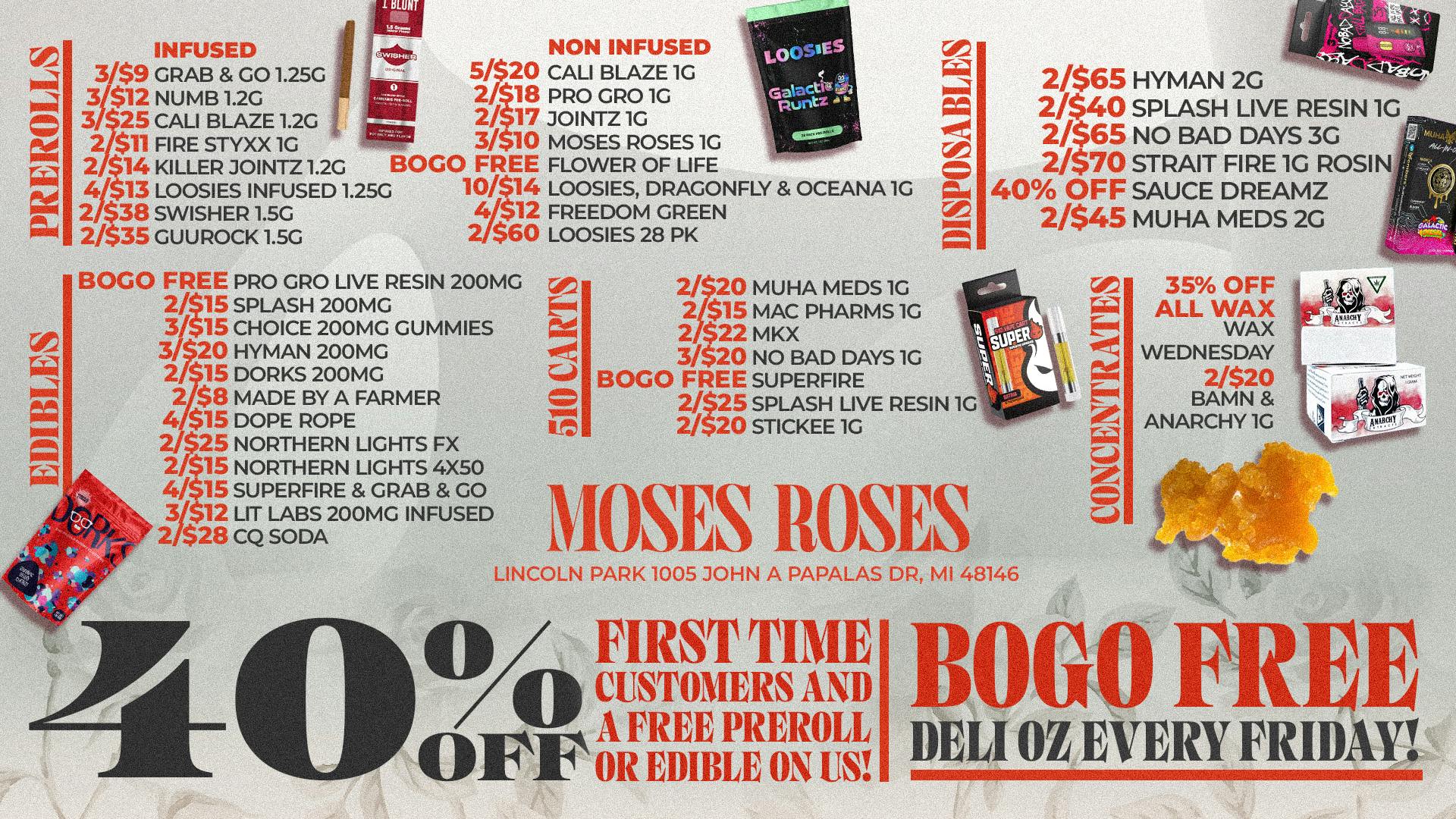 Moses Roses Moses Roses Lincoln Park Deals: 40% Off & BOGO OZS