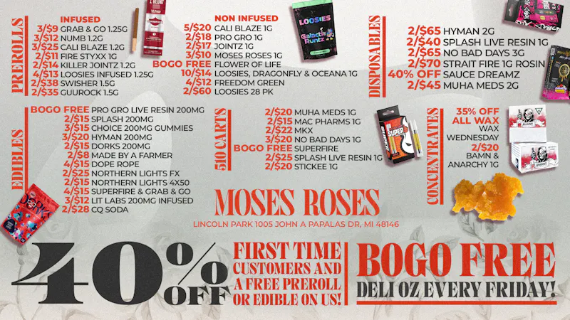Moses Roses Moses Roses Lincoln Park Deals: 40% Off & BOGO OZS