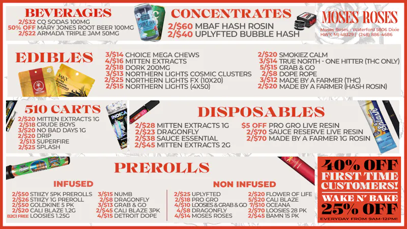 Moses Roses Moses Roses Waterford Deals: Wake Bake and 40% Off