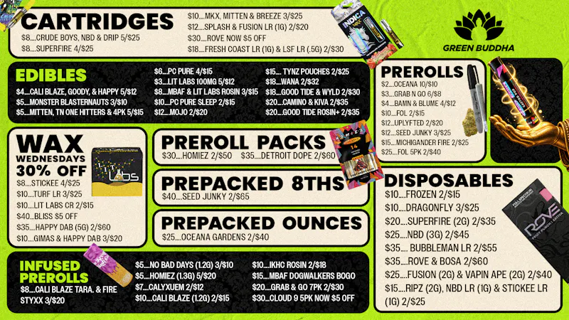 Green Buddha Cannabis Co- Recreational Green Buddha Monthly Deals: Fresh Savings Are Live