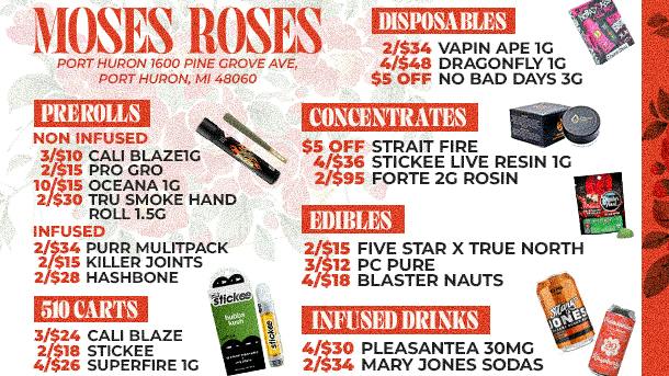 Moses Roses Port Huron Moses Roses Port Huron Deals: Free OZ Friday Now!