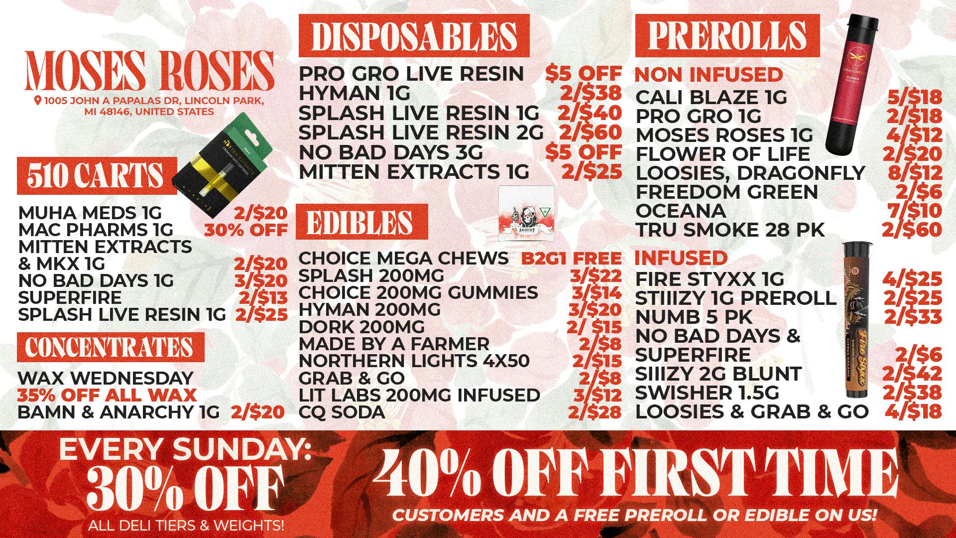 Moses Roses Moses Roses Lincoln Park Deals: 30% Off Sunday Now