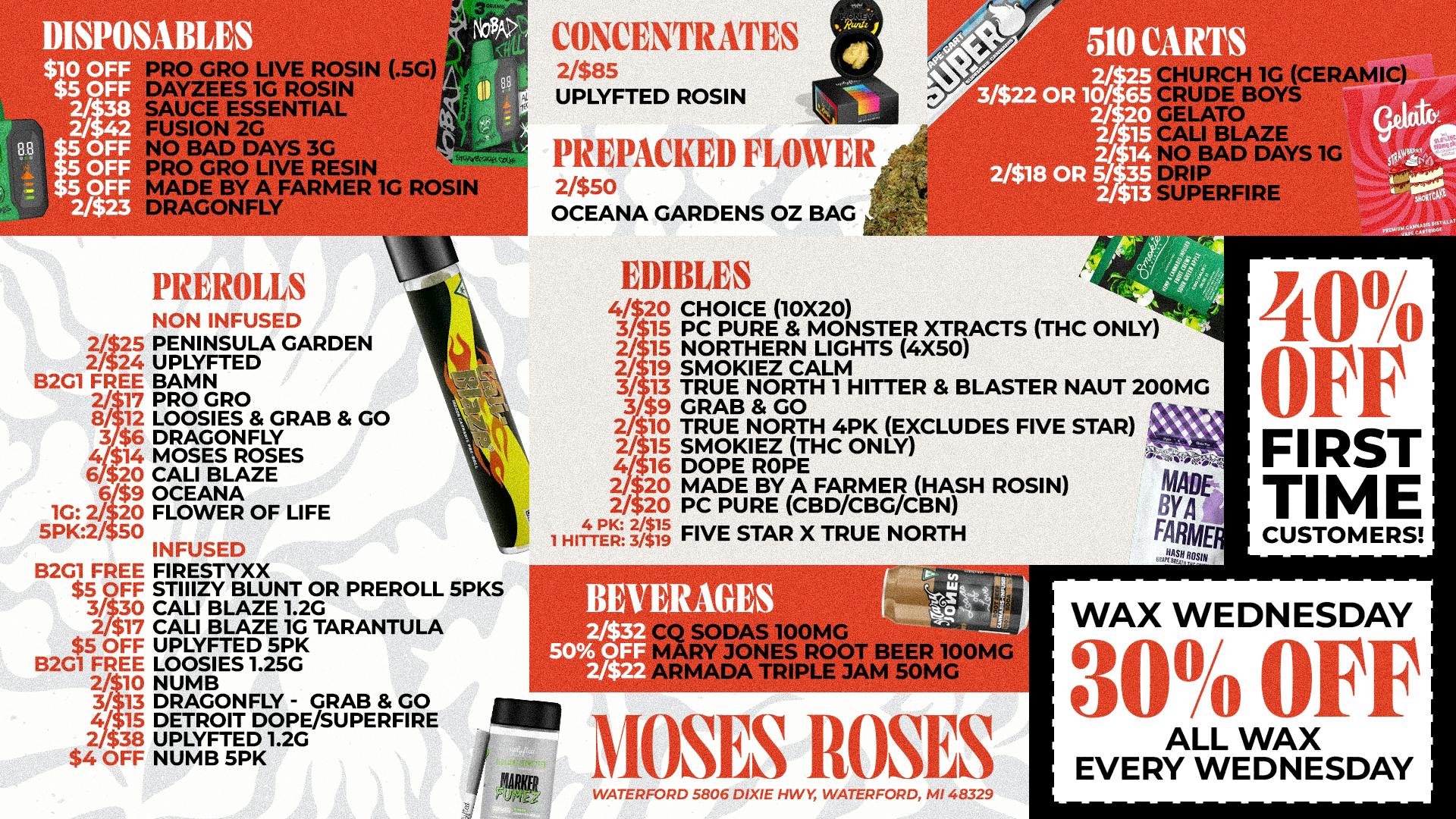 Moses Roses Moses Roses Waterford Deals: 40% Off and Wax Today