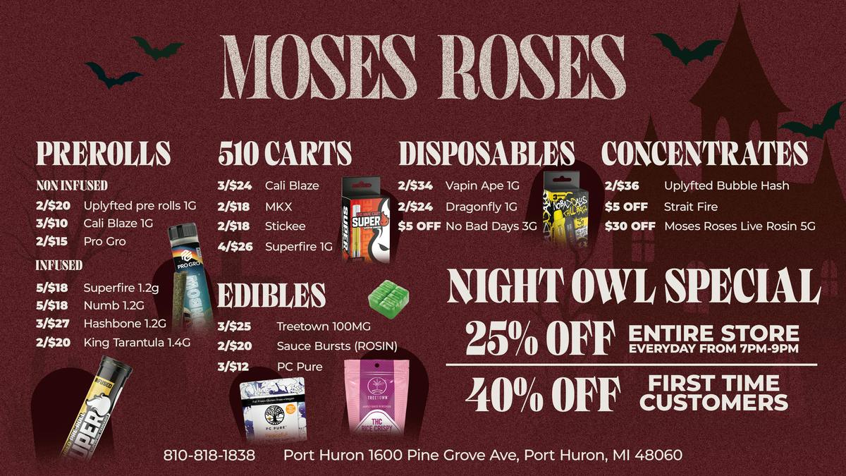 Moses Roses Port Huron Moses Roses Night Owl Deals: 40% Off & Savings Now