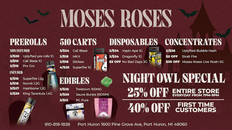 Moses Roses Port Huron Moses Roses Night Owl Deals: 40% Off & Savings Now
