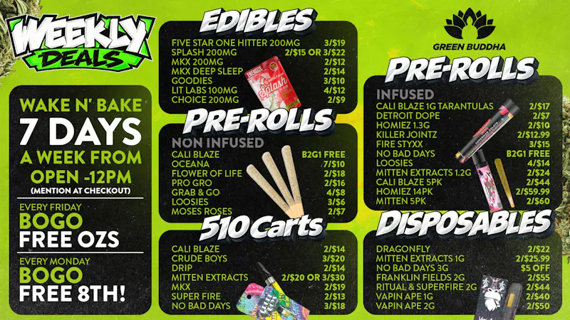 Green Buddha Cannabis Co- Recreational Green Buddha Weekly Deals: Your Next Big BOGO Win!