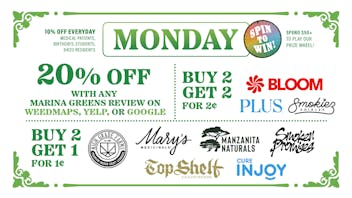 Marina Greens MONDAY B2G1 DEALS!!