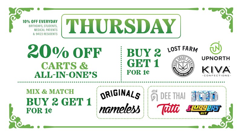 Marina Greens Thursday Q4 Deals!!