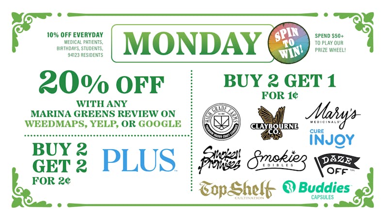Marina Greens MONDAY Q4 DEALS!!