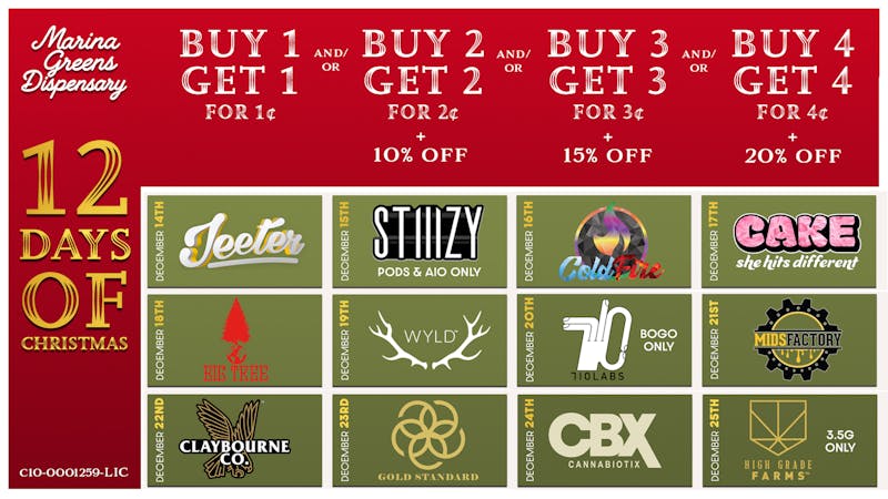 Marina Greens MONDAY Q4 DEALS!!