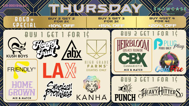 Showcase Thursday Deals and BOGO+ Specials