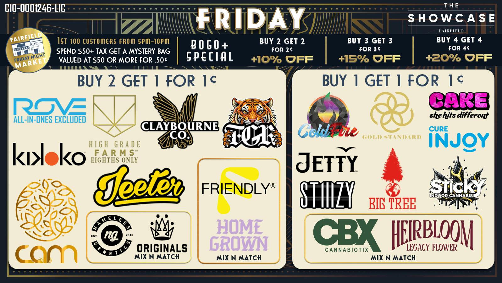 Showcase Delivery Friday Deals and BOGO+ Specials