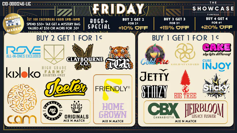 Showcase Delivery Friday Deals and BOGO+ Specials