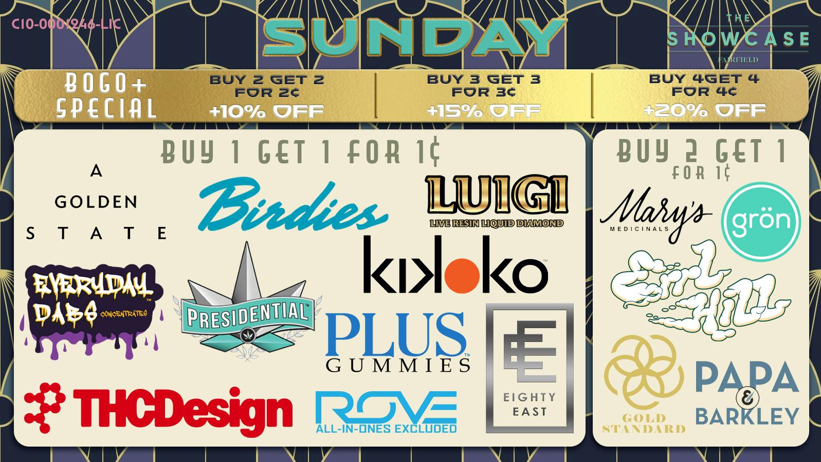 Showcase Delivery Sunday Deals and BOGO+ Special