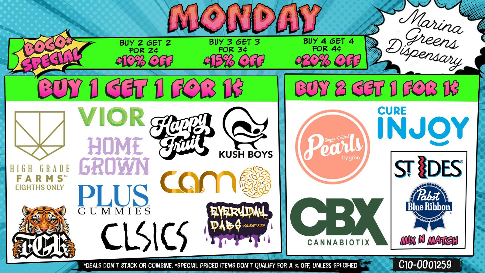 Marina Greens Monday Deals & BOGO+ Specials