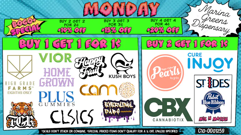 Marina Greens Monday Deals & BOGO+ Specials