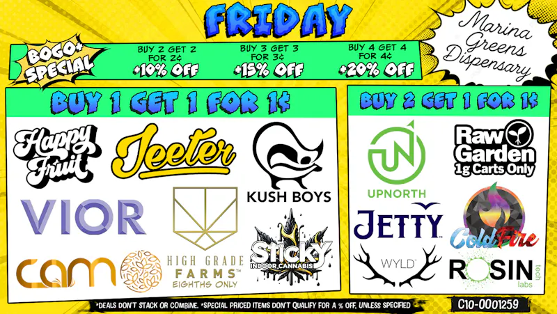 Marina Greens Friday Deals and BOGO+ Specials