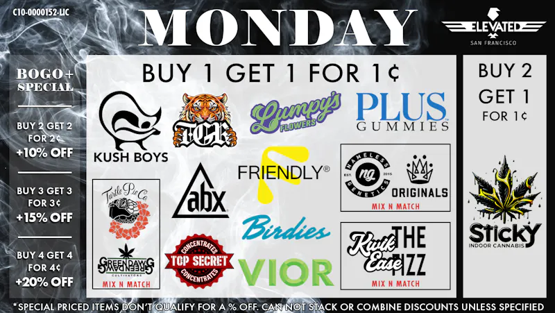 Elevated San Francisco Monday Deals & BOGO+ Specials
