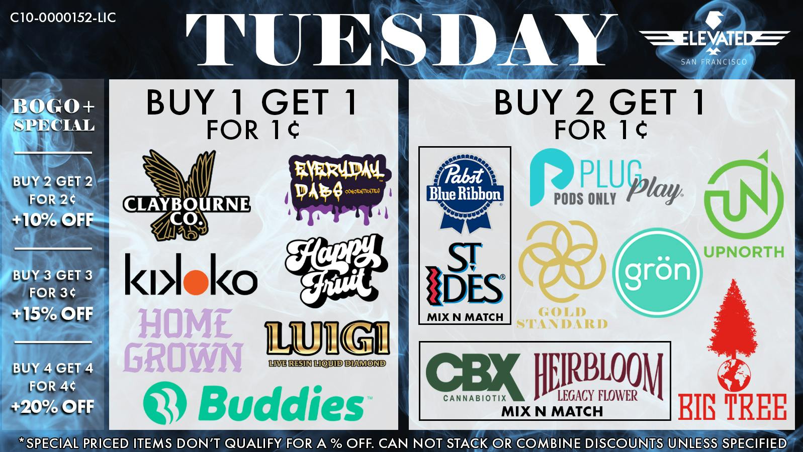Elevated San Francisco Tuesday Deals & BOGO+ Specials
