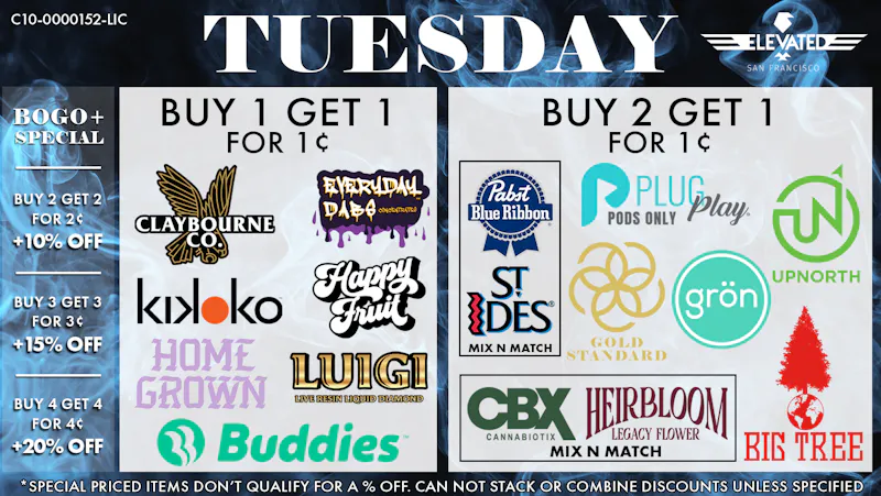 Elevated San Francisco Tuesday Deals & BOGO+ Specials