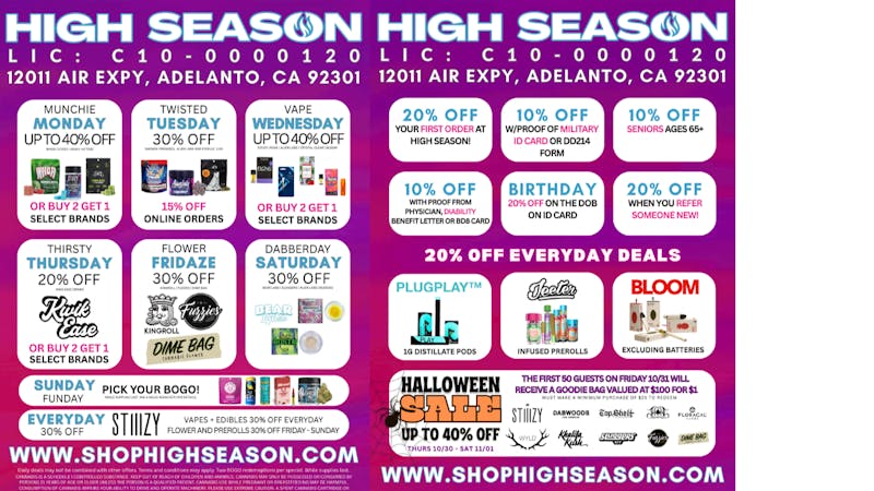 High Season - Adelanto 2025 Daily Deals – Up to 40% Off! 🔥