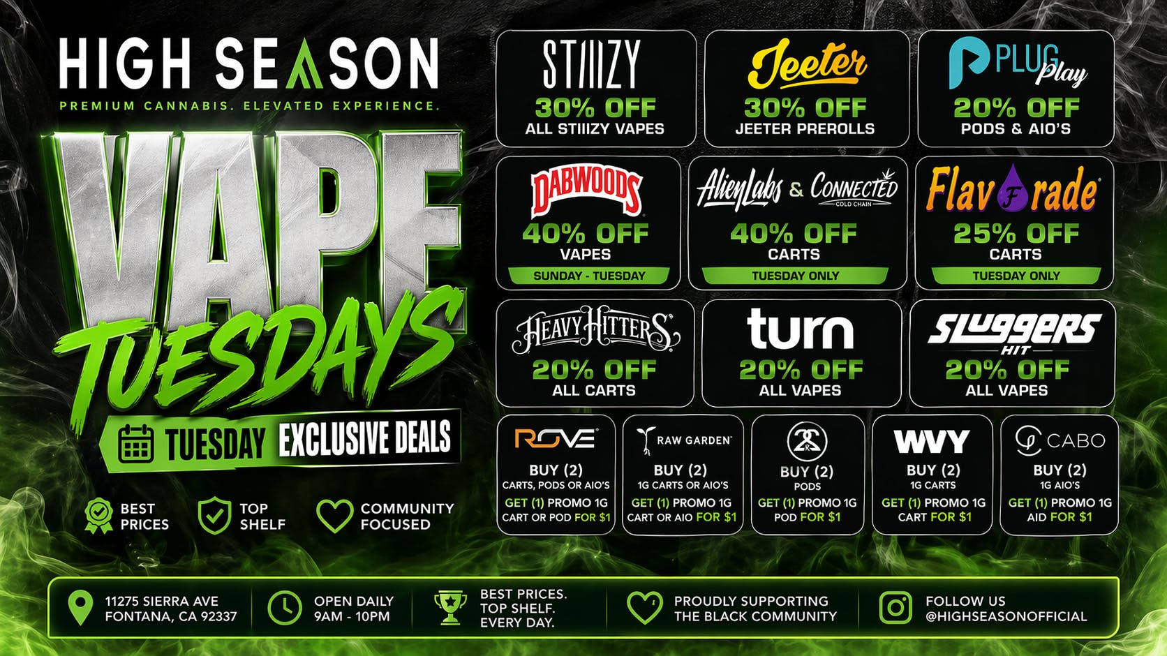 High Season - Fontana (NOW OPEN) 💨40% OFF VAPE TUESDAYS💨
