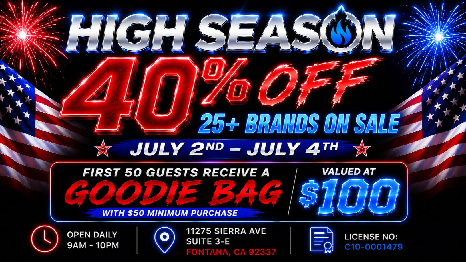 High Season - Fontana (NOW OPEN) 40% OFF 30+ BRANDS + $100 GOODIE BAG FOR $1