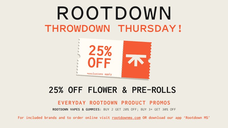 Rootdown - Laurel 25% OFF Flower & Pre-Rolls - Throwdown Thursday