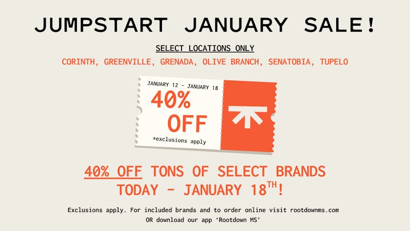 Rootdown - Corinth 40% OFF Select Brands and Products