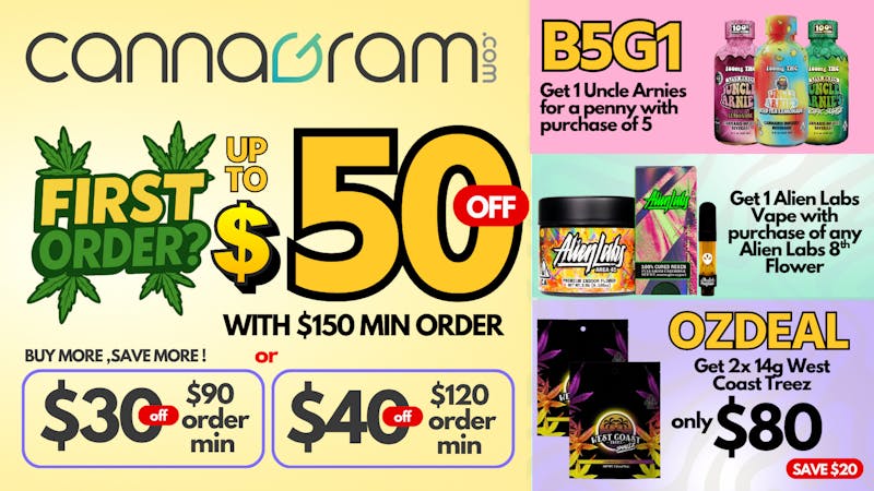 Cannagram Up To 33% First Order- Get $50 off - Spend $150
