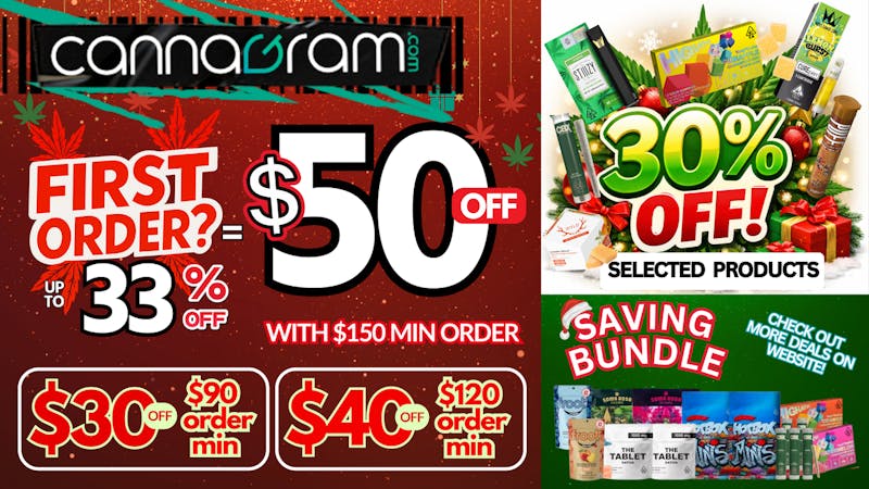 Cannagram Up To 33% First Order- Get $50 off - Spend $150