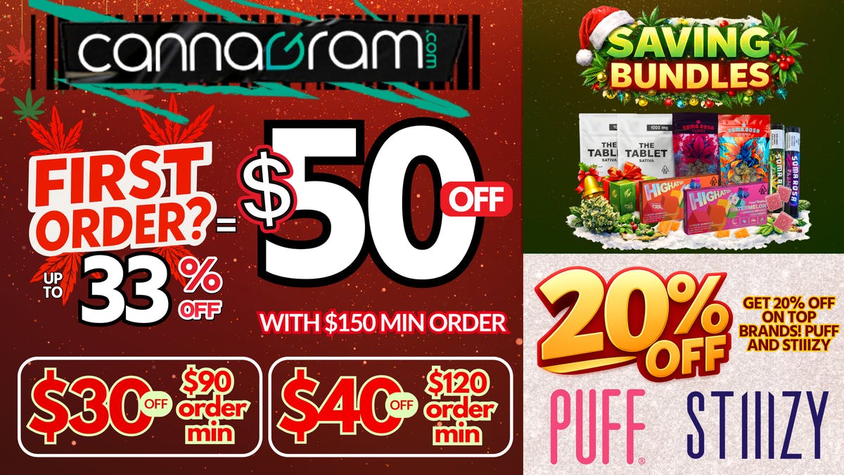 Cannagram Up To 33% First Order- Get $50 off - Spend $150