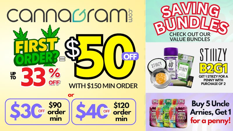 Cannagram Up To 33% First Order- Get $50 off - Spend $150