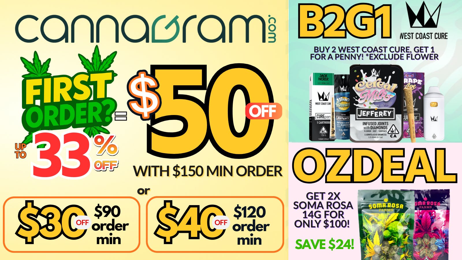 Cannagram - Citrus Heights Up To 33% First Order- Get $50 off - Spend $150