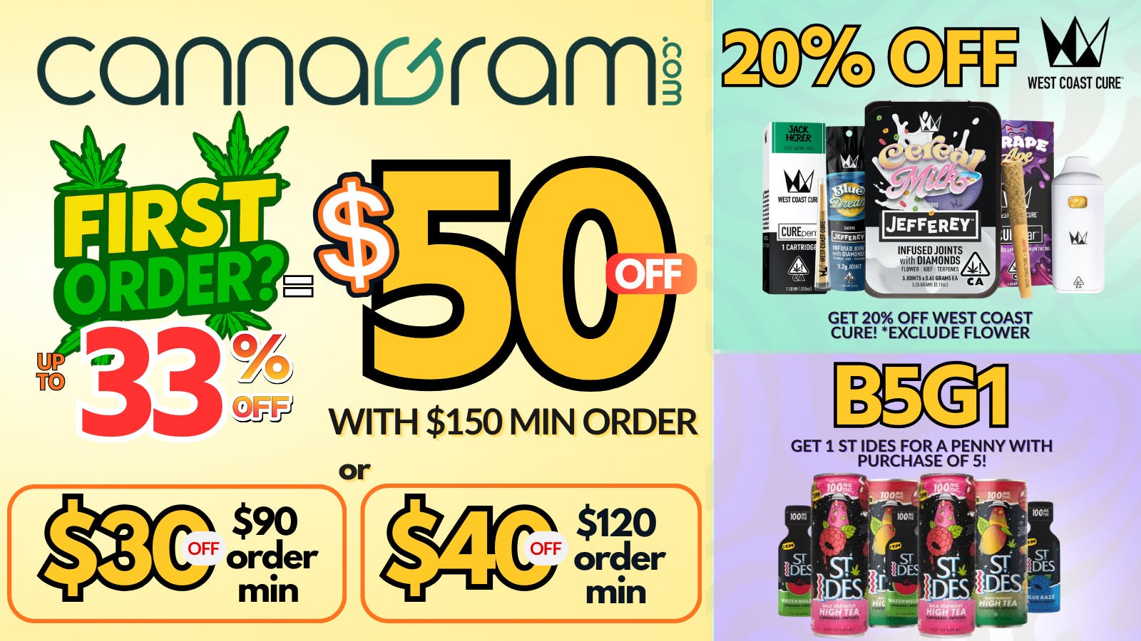 Cannagram - Citrus Heights Up To 33% First Order- Get $50 off - Spend $150