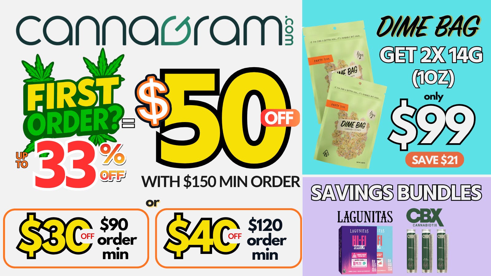 Cannagram - GraniteBay / Folsom Up To 33% First Order- Get $50 off - Spend $150