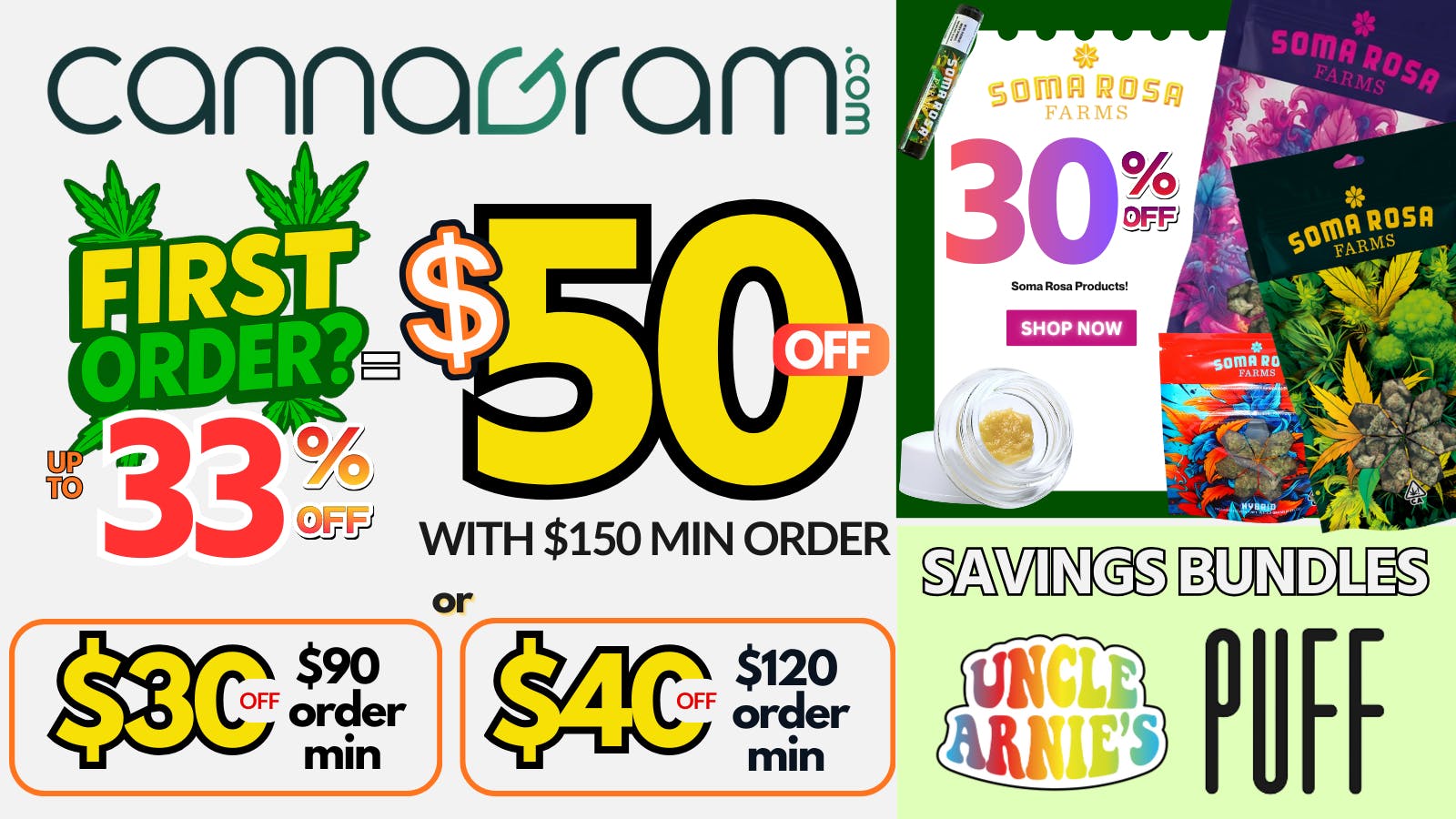 Cannagram - Roseville Up To 33% First Order- Get $50 off - Spend $150