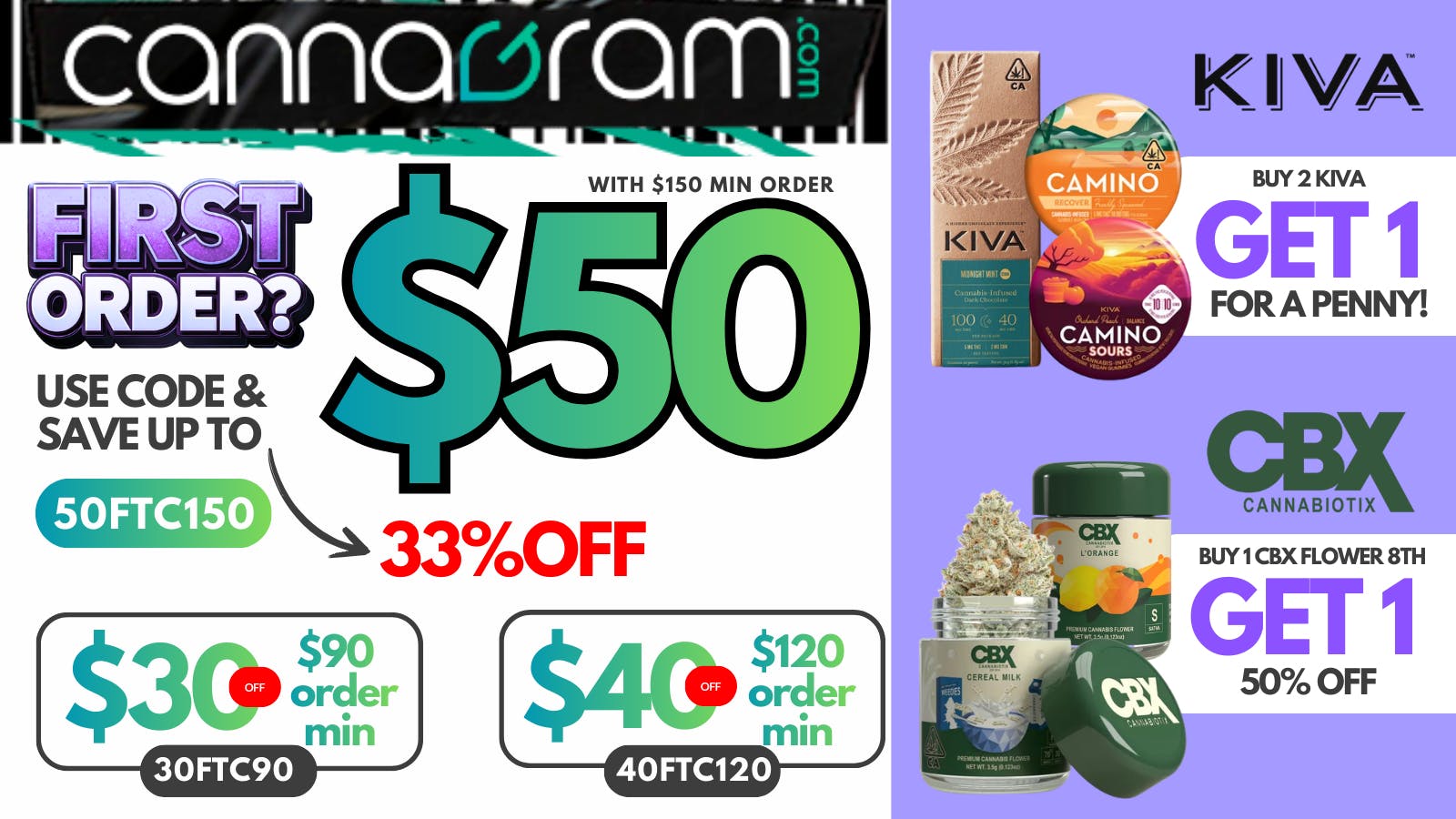 Cannagram - Roseville Up To 33% First Order- Get $50 off - Spend $150