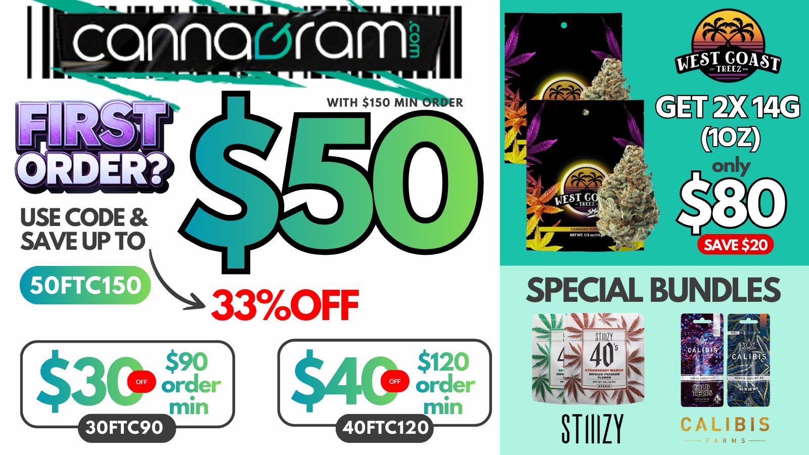 Cannagram - Arden-Arcade Up To 33% First Order- Get $50 off - Spend $150