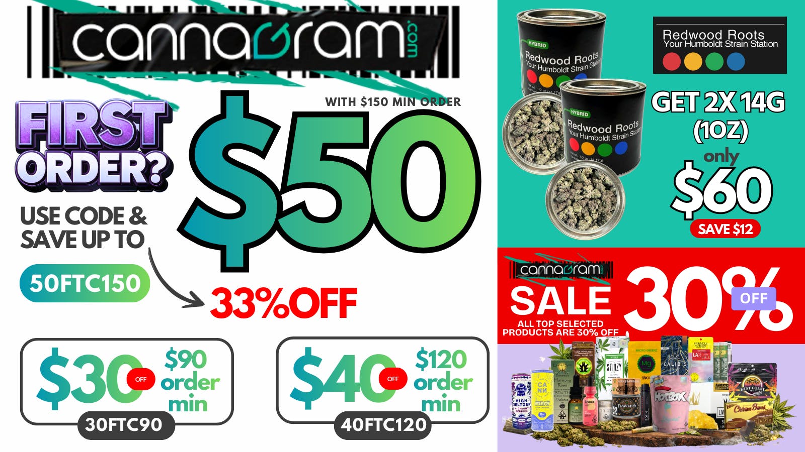 Cannagram - Arden-Arcade Up To 33% First Order- Get $50 off - Spend $150