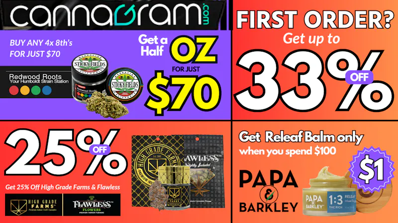 Cannagram - Roseville Redwood Roots — 4× 8th Flower for Just $70