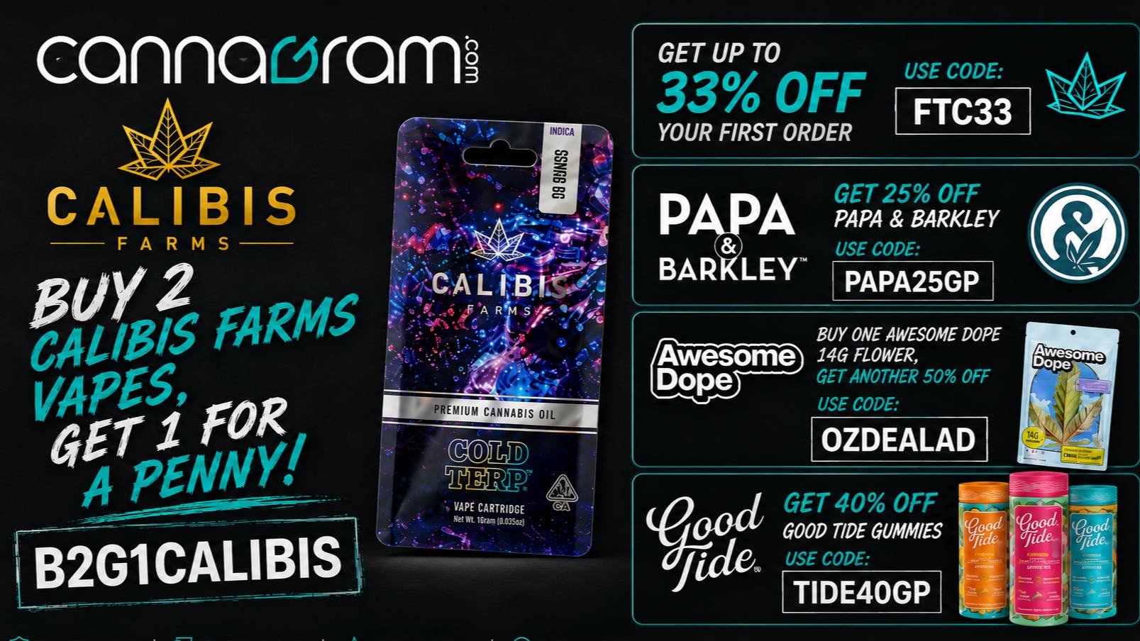 Cannagram - Arden-Arcade B2G1 Calibis Farms Vapes 💨