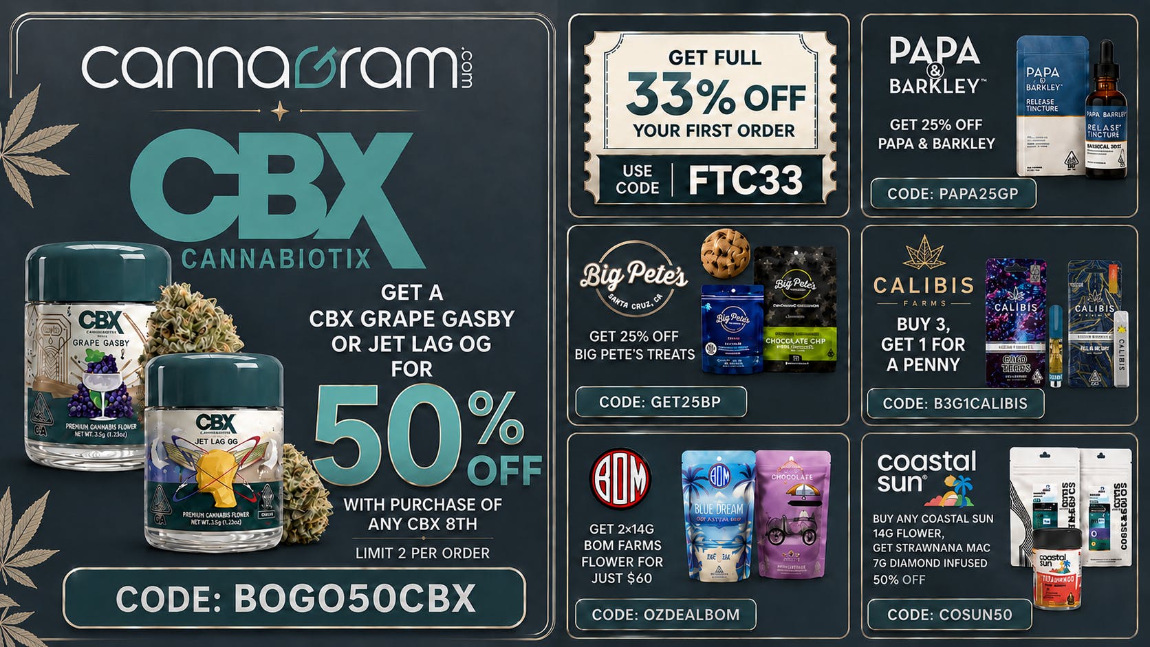 Cannagram 🌱CBX 8th → Get Grape Gasby, Jet Lag OG 50% OFF