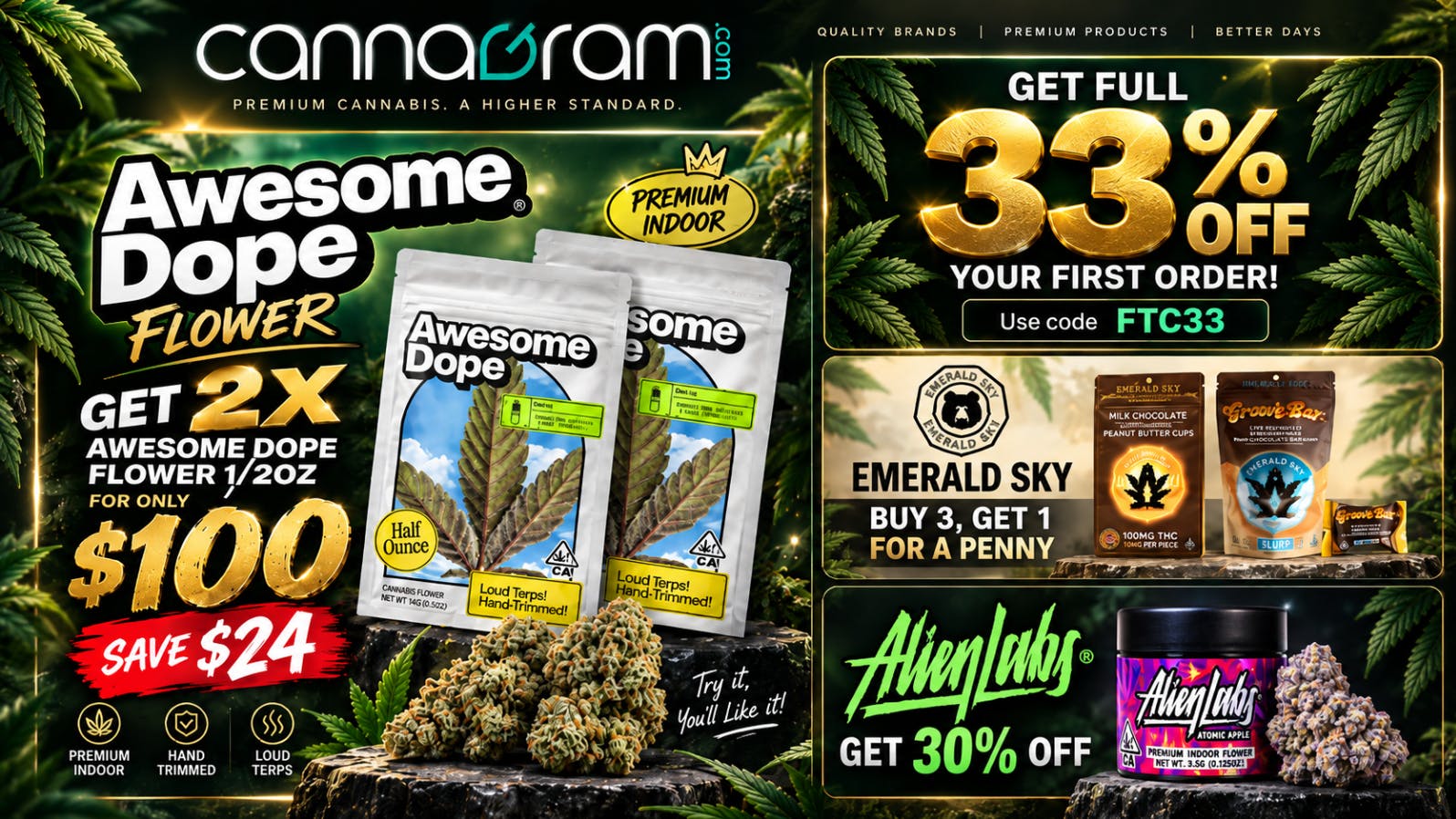 Cannagram - GraniteBay / Folsom Awesome Dope flower 1/2oz - for only $100!