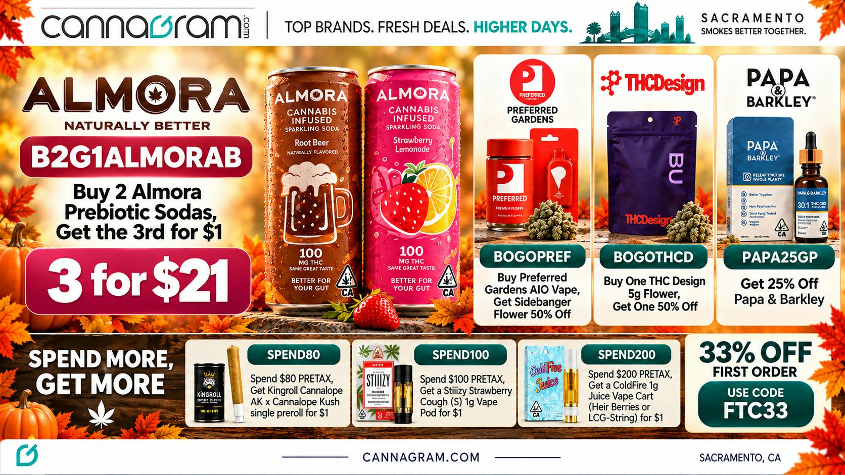 Cannagram - City of Sacramento 🔥 Buy 2 Almora Prebiotic Sodas → Get 3rd for $1