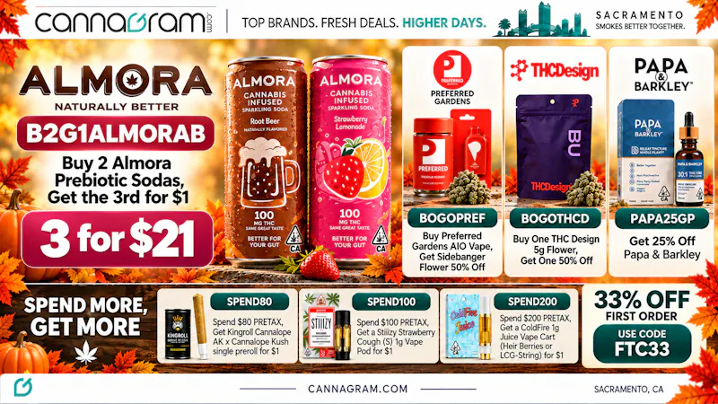 Cannagram - City of Sacramento 🔥 Buy 2 Almora Prebiotic Sodas → Get 3rd for $1
