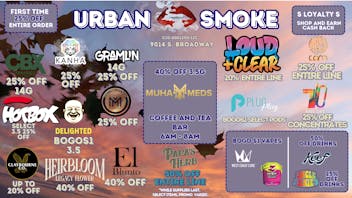 Urban Smoke (Taxes Included, Out The Door Pricing) 25% Off 1st Time On Entire Order! We Open at 6am!